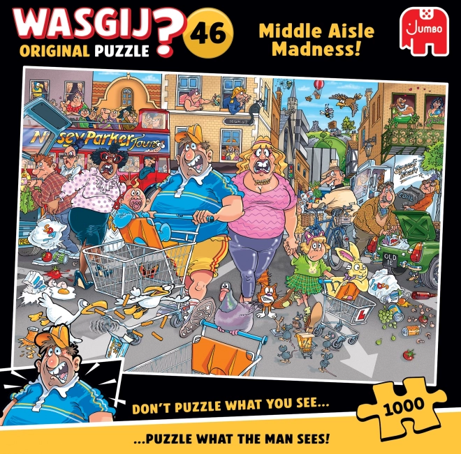 Puzzle Jumbo Wasgij : Folie dans la rue du milieu 1000 pièces