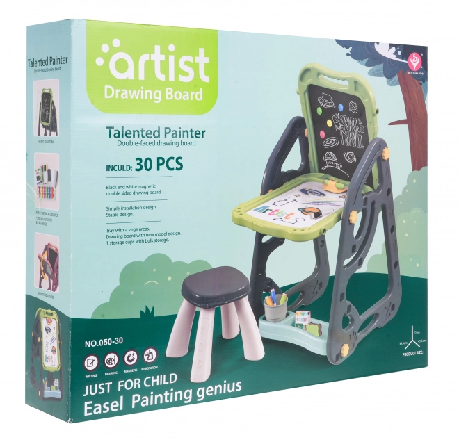 Tableau multifonctionnel pour enfants 3+ avec tableau magnétique et petite chaise