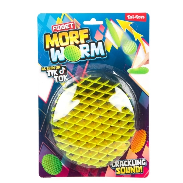 Ver de gadget changeant de forme anti-stress plastique 13cm 6 couleurs sur carte