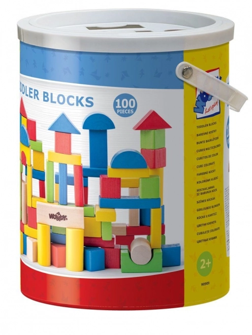 Cubes en bois dans un seau de 100 pièces