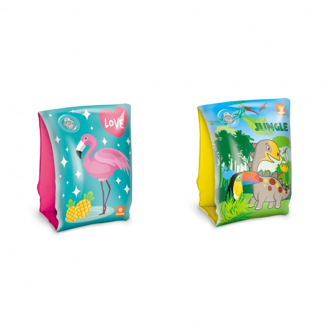 Brassards gonflables flamant rose et jungle 15x23 cm 2-6 ans