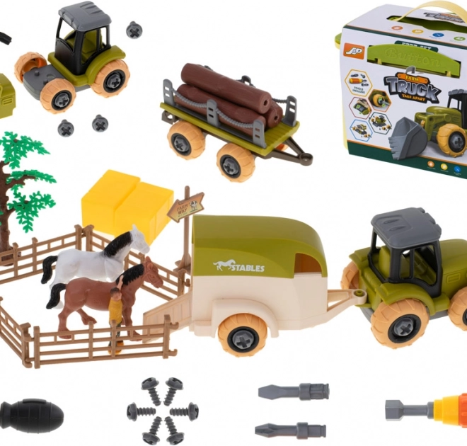 Ferme agricole avec tracteur et outils à assembler