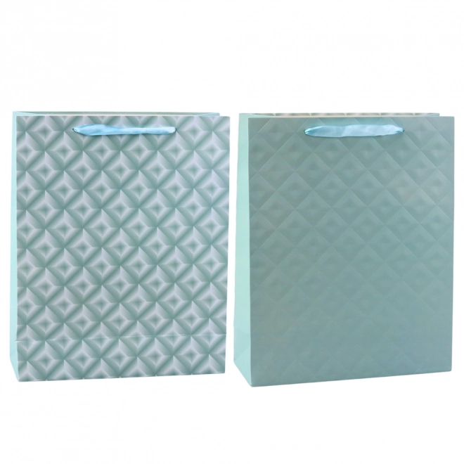 Sac cadeau gaufré bleu turquoise 32 x 26 x 10 cm
