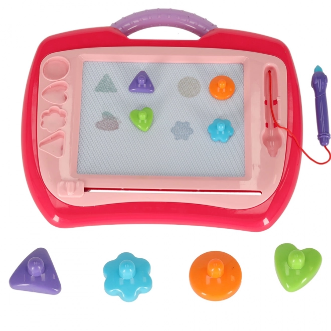 Tableau magnétique de dessin pour enfants avec tampons rose XL