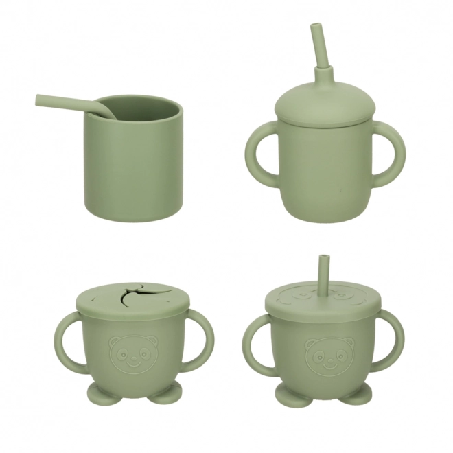 Set d'ustensiles pour enfants en silicone, crabe, 19 pièces vert