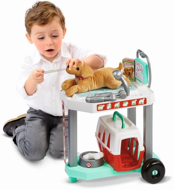 Chariot pour vétérinaires avec chien en peluche