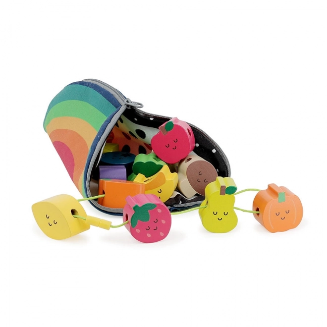 Perles enfilables en bois fruits et légumes