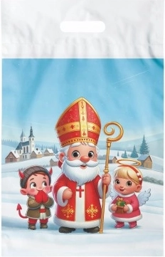 Sac cadeau en plastique avec motif de la Saint-Nicolas 29×46 cm
