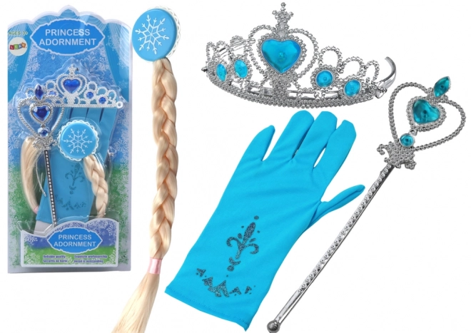 Ensemble d'accessoires de princesse Baguette de princesse Gants Couronne Reine des neiges