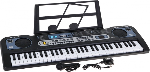 Clavier pour enfants avec touches rétroéclairées, 61 touches, microphone et pupitre