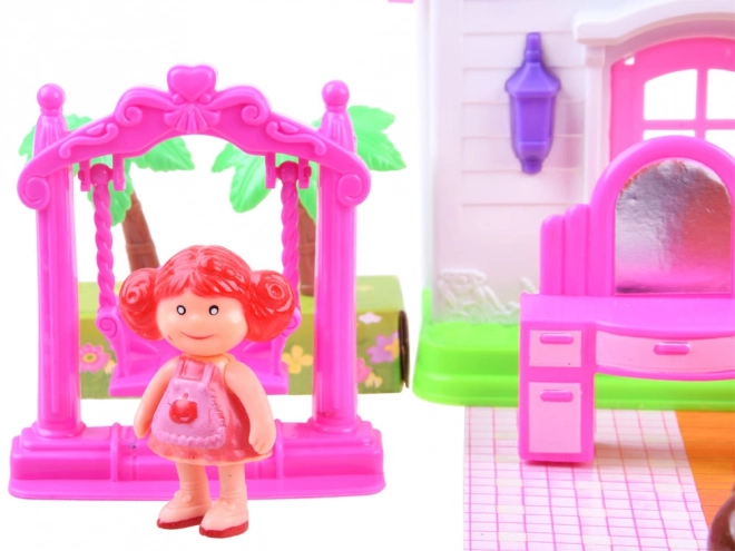 Maison familiale pliable avec meubles et figurines