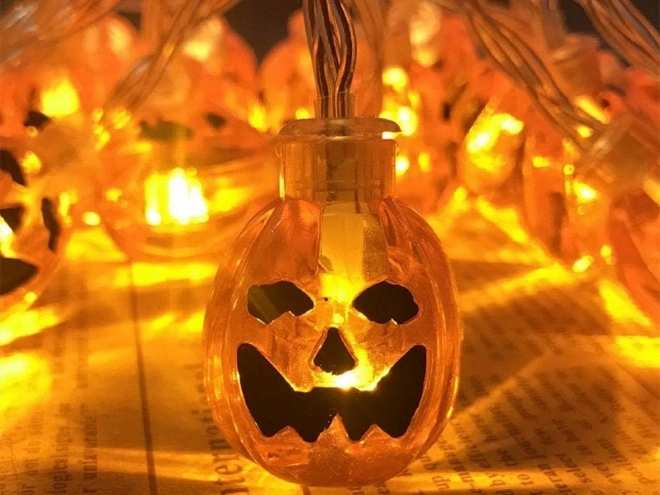 Guirlande suspendue LED citrouille pour Halloween