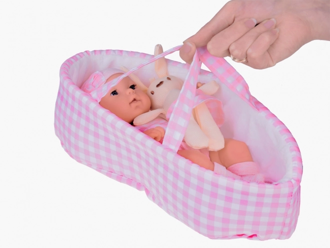 Poupée en tissu bébé nouveau-né avec bonnet rose
