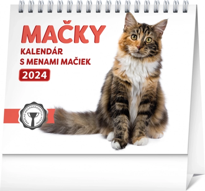 Calendrier de bureau Chats - avec les noms des chats 2024, 16,5 × 13 cm