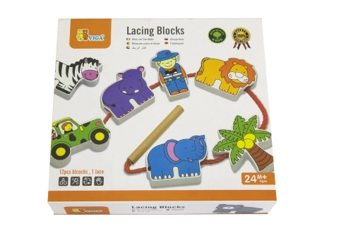Viga blocs à enfiler en bois Safari ZOO
