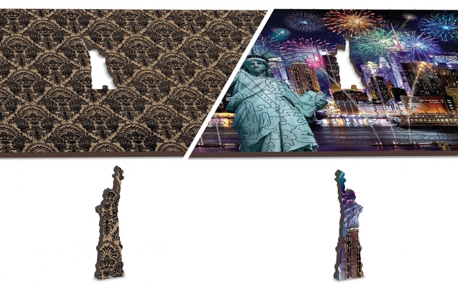 Puzzle en bois New York nocturne 2 en 1