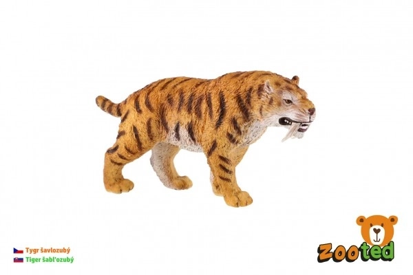 Tigre à dents de sabre jouet en plastique 13cm dans un sac