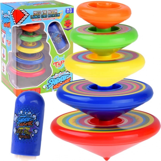 Toupie pyramide colorée avec lanceur pour enfants