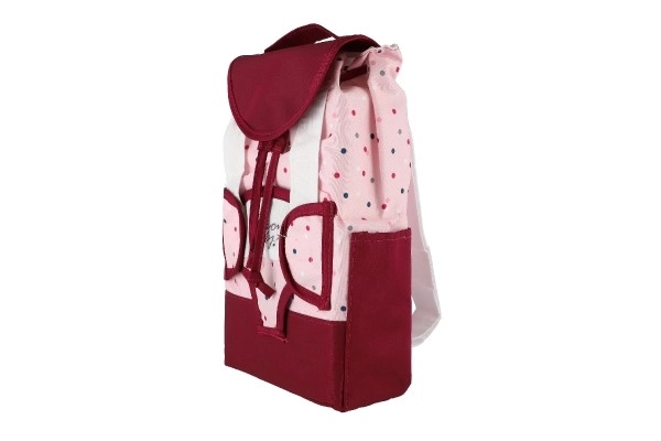 Sac à dos avec porte-bébé pour poupée tissu 17x26cm avec accessoires pour poupée en sachet