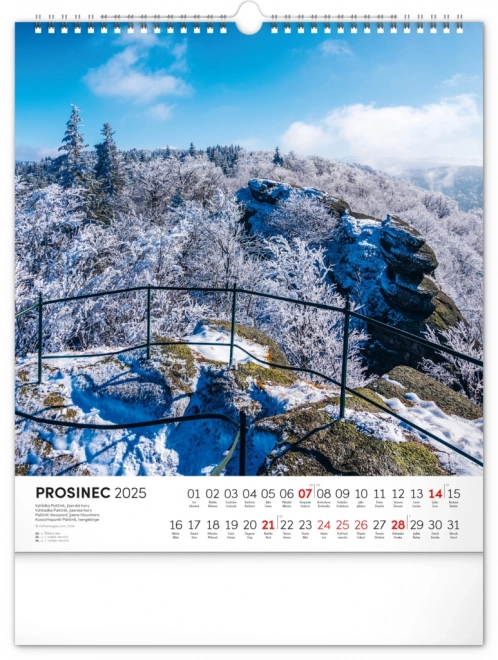 Calendrier mural NOTIQUE Balades dans le paysage tchèque 2025, 30 x 34 cm