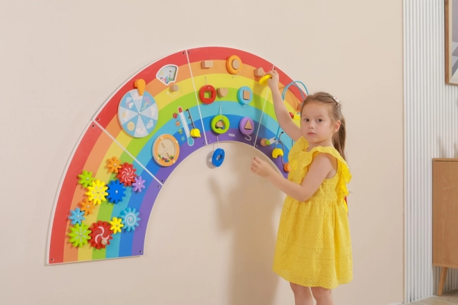 Panneau mural Montessori en bois - arc-en-ciel
