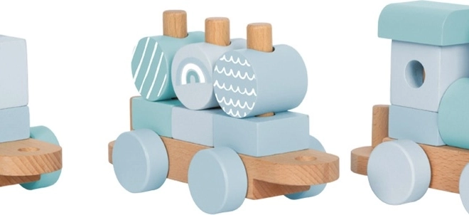 Petit Train en bois à assembler bleu