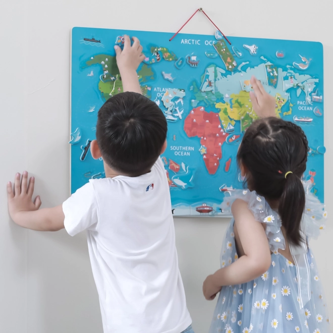 Viga 2v1 tableau éducatif avec carte magnétique du monde Montessori