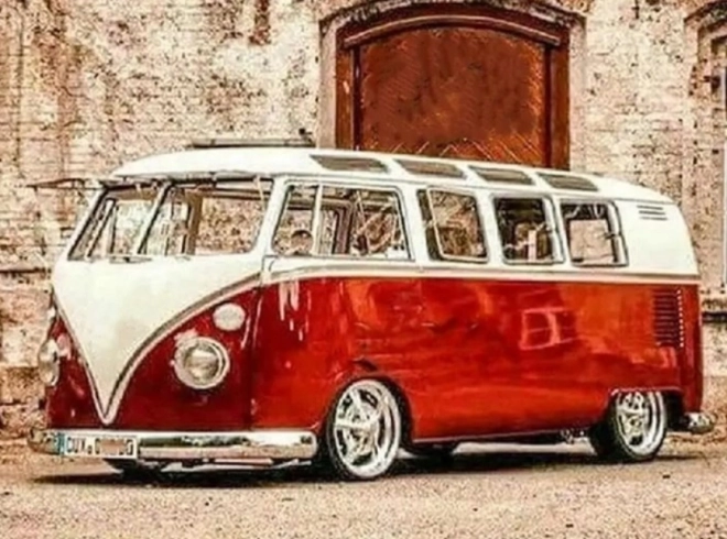 Peinture au diamant Volkswagen rouge 30x40 cm
