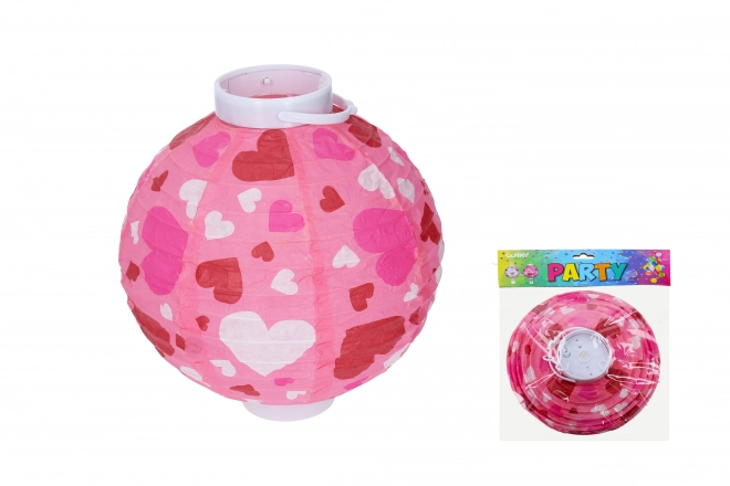 Lampion rond avec petits cœurs à piles 20 cm