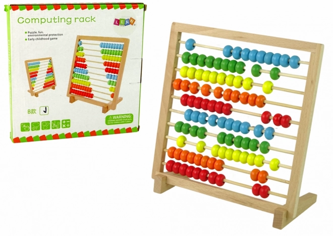 Compteur en bois avec perles colorées