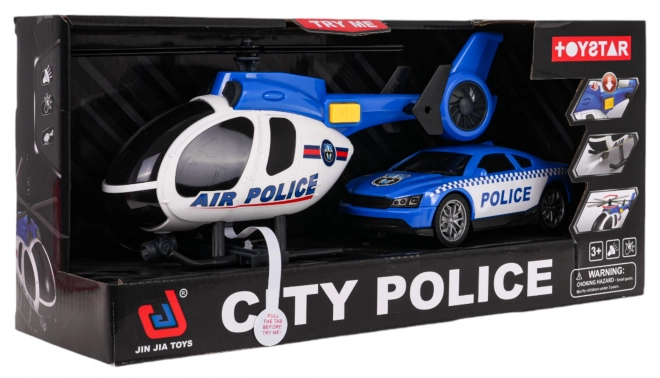 Ensemble hélicoptère + voiture de police