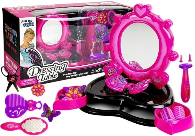 Coiffeuse avec tresseuse et miroir