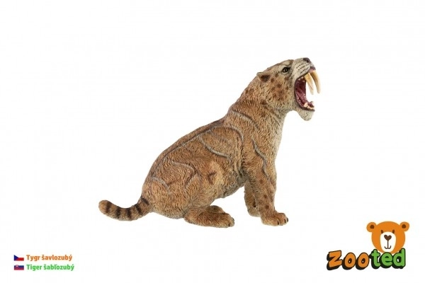 Tigre à dents de sabre jouet en plastique 11cm dans un sac