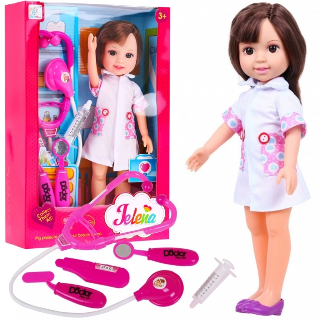 Grande poupée infirmière pour enfants 3+ Accessoires pour médecin + stéthoscope + thermomètre + seringue