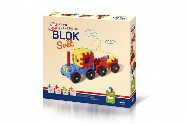 Kit de construction BLOK Monde plastique 146 pièces en boîte 36x34x7cm