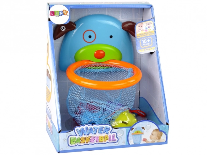 Jouet de bain mini basketball avec chien et poissons en caoutchouc