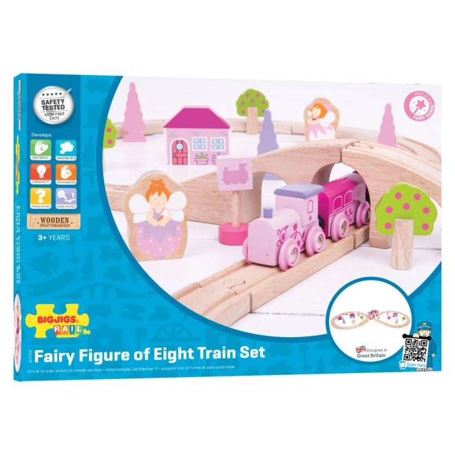 Bigjigs Rail Circuit de train en bois en huit pour princesses 35 pièces