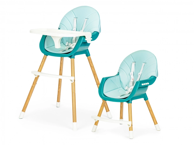 Chaise haute 2 en 1 Ecotoys turquoise