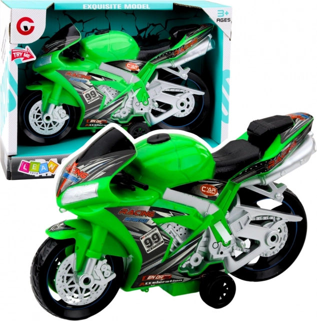 Moto de course avec effets de lumière et de son jouet vert