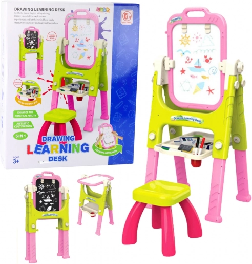 Tableau 5‑en‑1 avec chaise multifonction rose