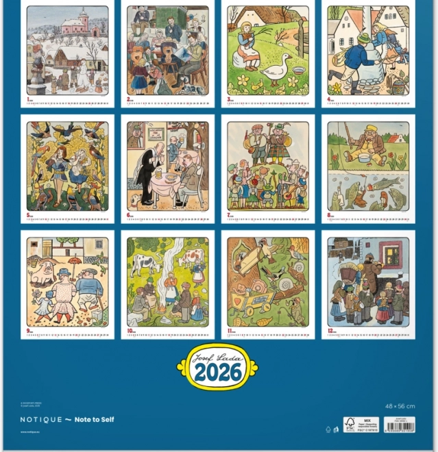calendrier mural Josef Lada 2026