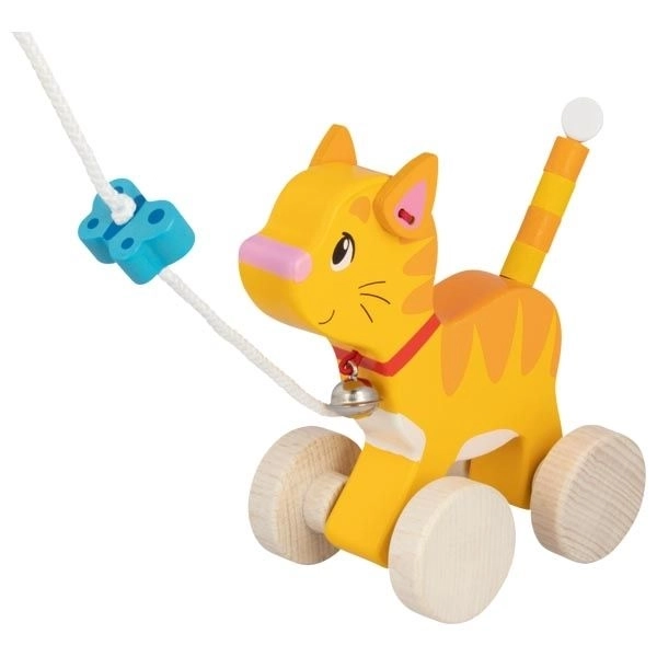 Jouet à tirer en bois chat