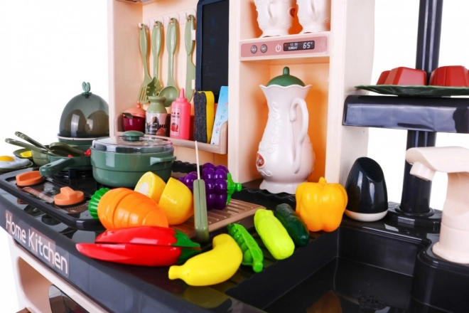 Cuisine Enfant + brûleur interactif avec vapeur + panneau audio - 65 pièces