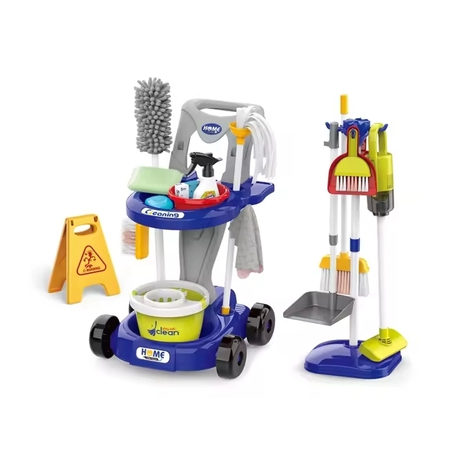 Chariot de nettoyage XXL 3en1 pour enfants 29 pièces Bleu