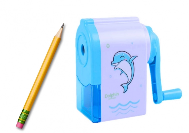 Taille-crayon à manivelle Dolphin Blue