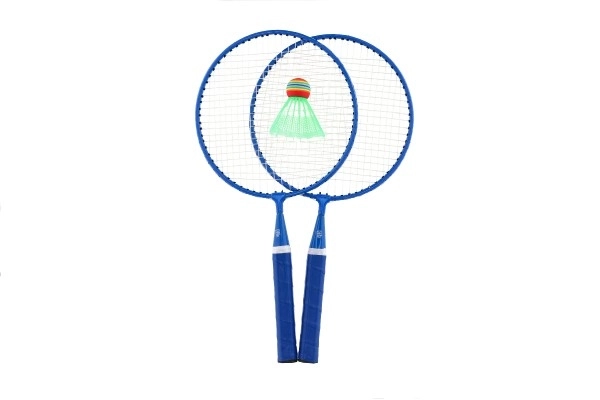 Set de badminton enfant métal/plastique 2 raquettes + 3 volants 2 couleurs dans filet 23x45x6cm