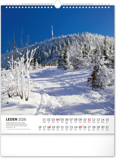 Calendrier mural République tchèque 2026