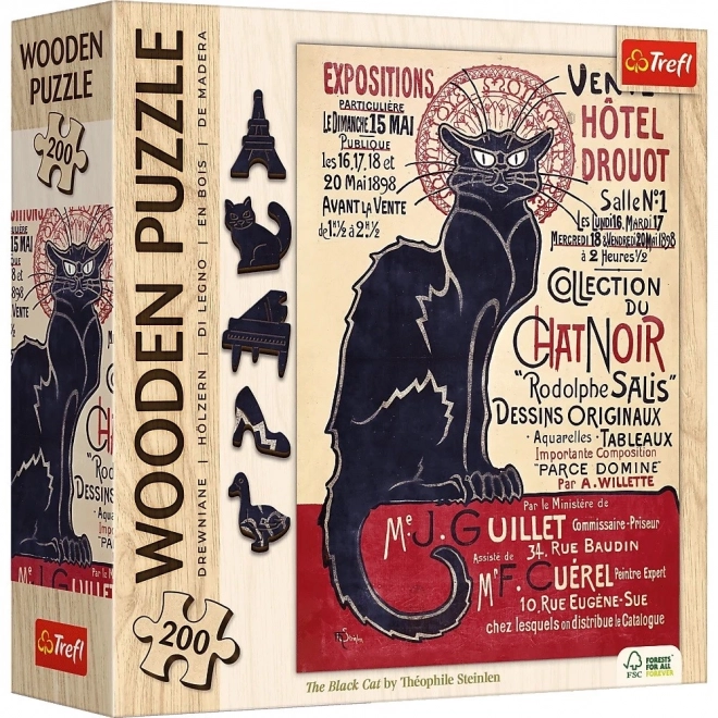 Puzzle en bois Art : Steinlen - Chat Noir, 200 pièces