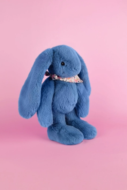 Lapin en peluche avec foulard bleu 35 cm