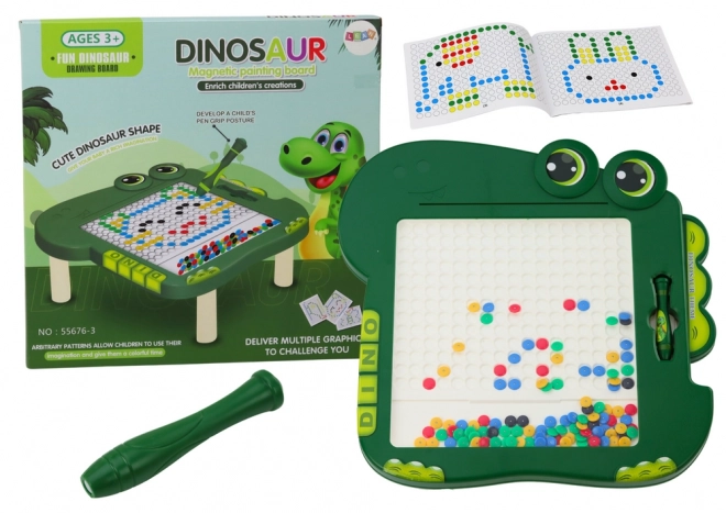 Tableau magnétique éducatif Dinosaure - Vert avec perles